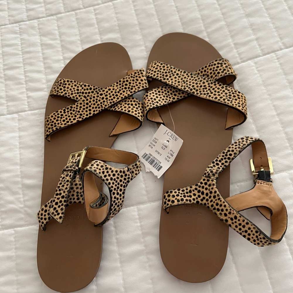 NWT J. Crew Leopard Print Sandals Size 10